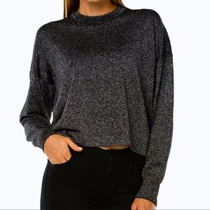 Levi's Dropped Shoulder Black Silver Sparkly Long Sleeve Top women medium